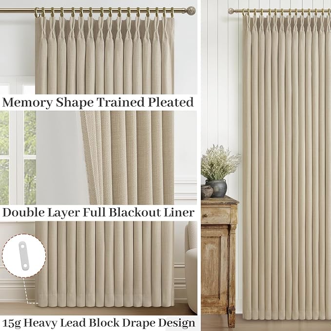 Extra Short Blackout Thick Natural Linen Curtains 45 Inches Long - Image 5