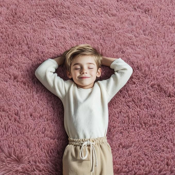 Area Rugs 9x12 Living Room, Blush Large Shaggy Carpet Soft Plush Furry Rug | - Image 8