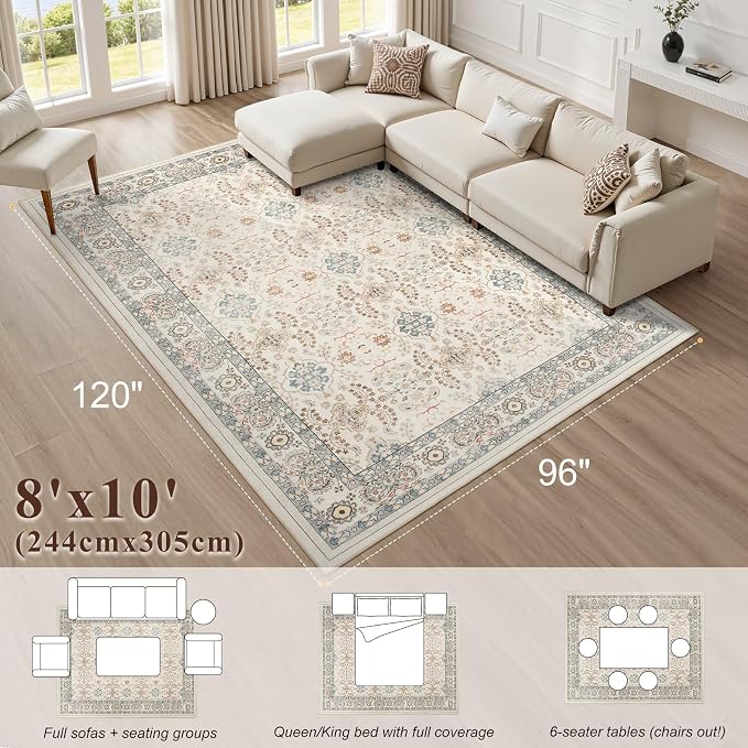 cotiled 8x10 Area Rug for Living Room, Traditional, Dining Room, and Home Office - Image 2