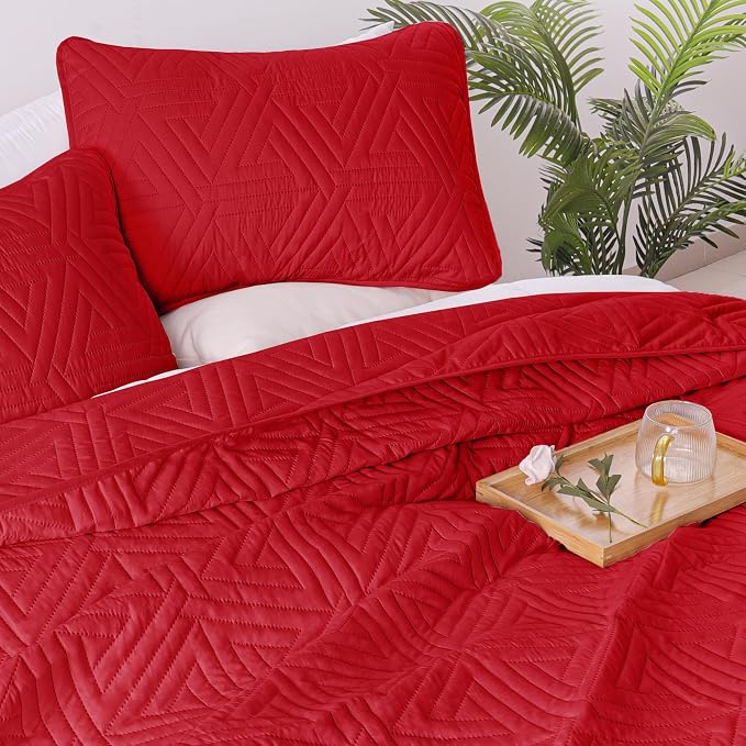 Whale Flotilla Soft Geometric Twin Quilt Set - Image 4