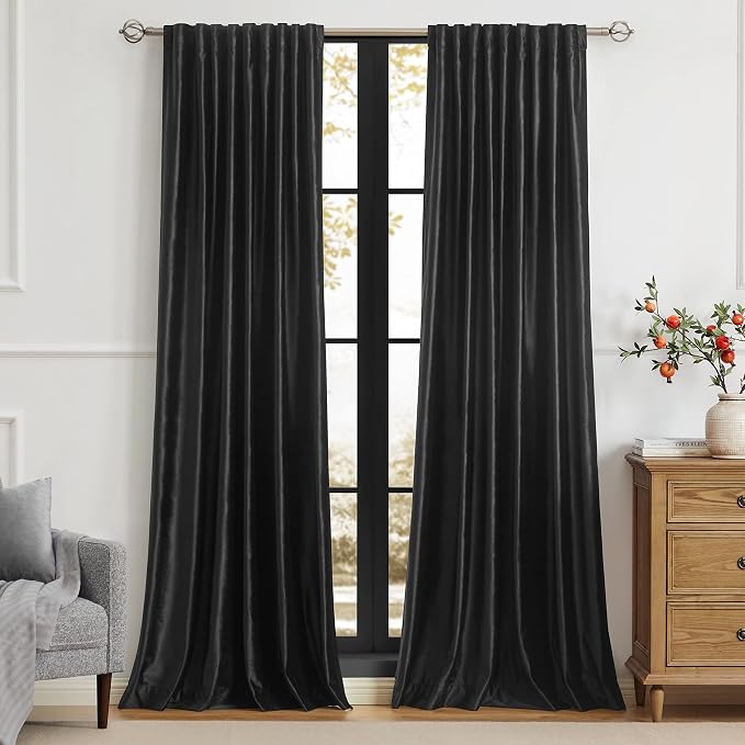 PRIMROSE Black Curtains 84 inch by PRIMROSE