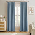 Dusty Stone Blue Pinch Pleated Curtains 108 Inches Long 9 FT Length Room by KEQIAOSUOCAI