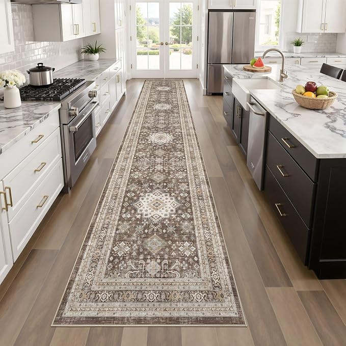 cotiled 2x6 Hallway Runner Rug for Entryway, Non-Slip Vintage, Dark Brown | - Image 6