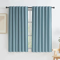 Full Blackout Shade Curtain Panels Dusty Stone Blue 63 Inch Long Noise Reducing by KEQIAOSUOCAI