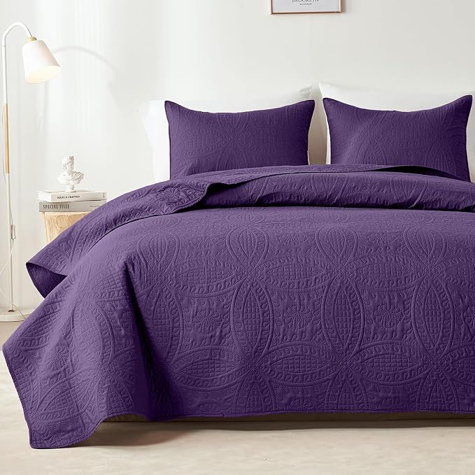 akkialla 118"x106" Purple California King Quilt Set, Oversized Floor-Length by akkialla