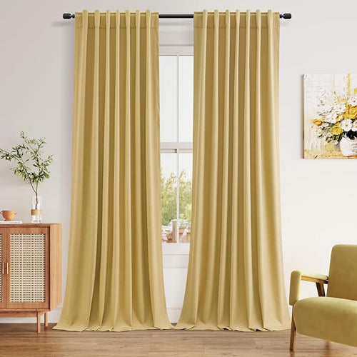 100% Blackout Curtains 120 Inch Length 2 Panels Set by Guken