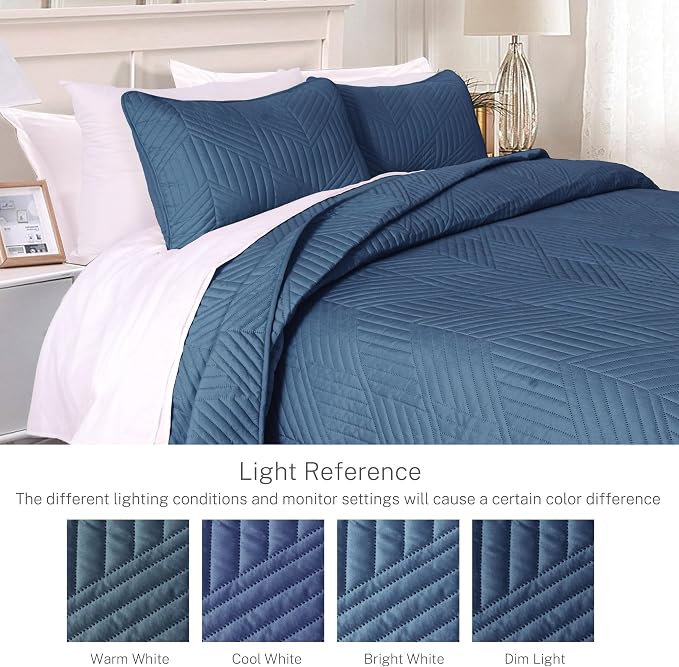 Exclusivo Mezcla Ultrasonic King Quilt Bedding Set, Soft Microfiber, Modern - Image 3