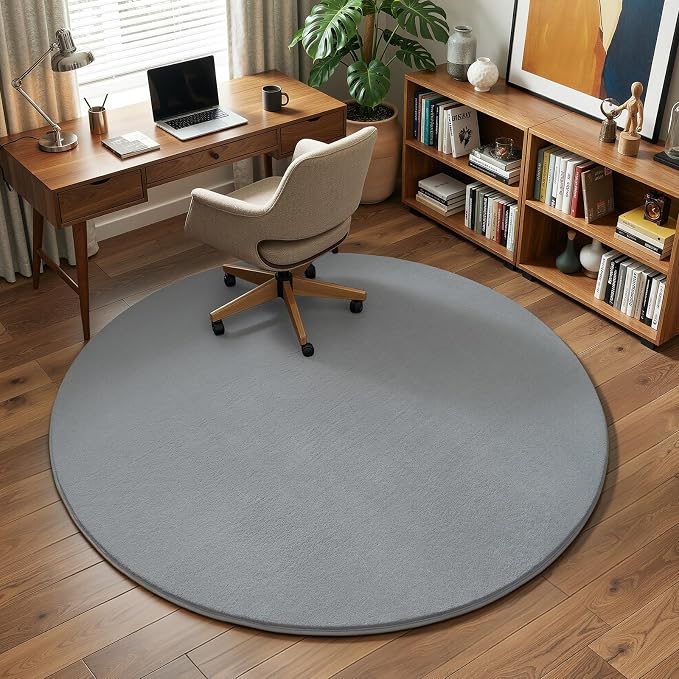 Grey Round Area Rugs 6ft Circle Rugs - Image 7