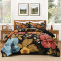 Quilt King Size, Colorful Floral Boho Summer Bedspread 3 Pieces | Golden Flower by Andency