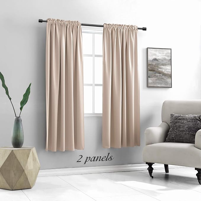 Warm Taupe Living Room Curtain Panels, Energy Saving Thermal Insulated Room - Image 2
