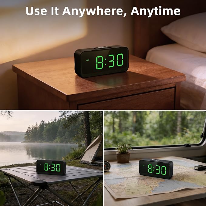 Battery Operated Small Alarm Clock: Compact Cordless Design | Digital Large - Image 8