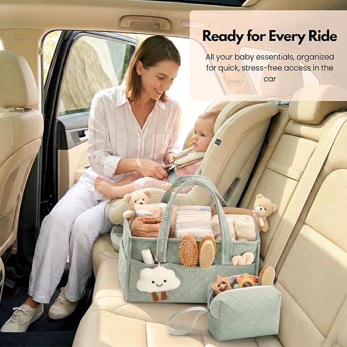 Baby Diaper Caddy Organizer, Baby Basket Shower Gift, Portable Changing Table - Image 4