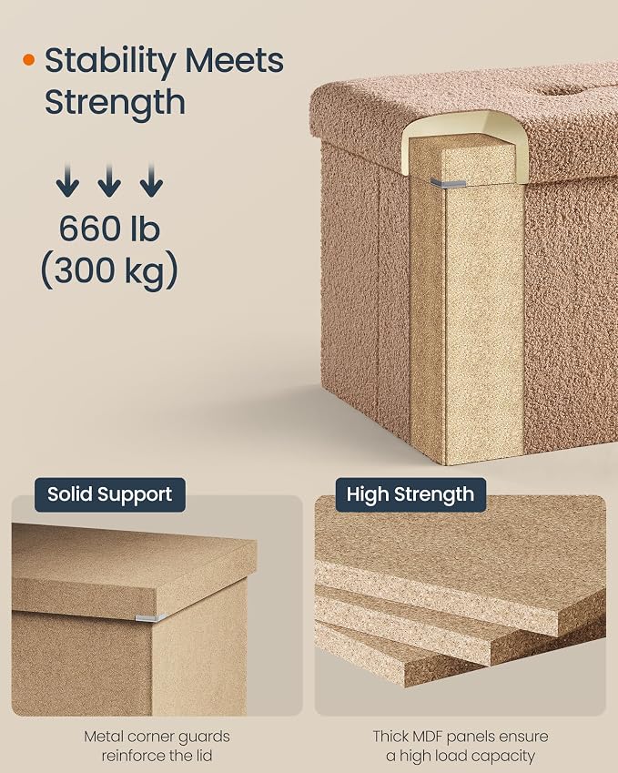 SONGMICS Storage Ottoman Bench, Storage Chest, Foot Rest Stool, End of Bed Bench - Image 6