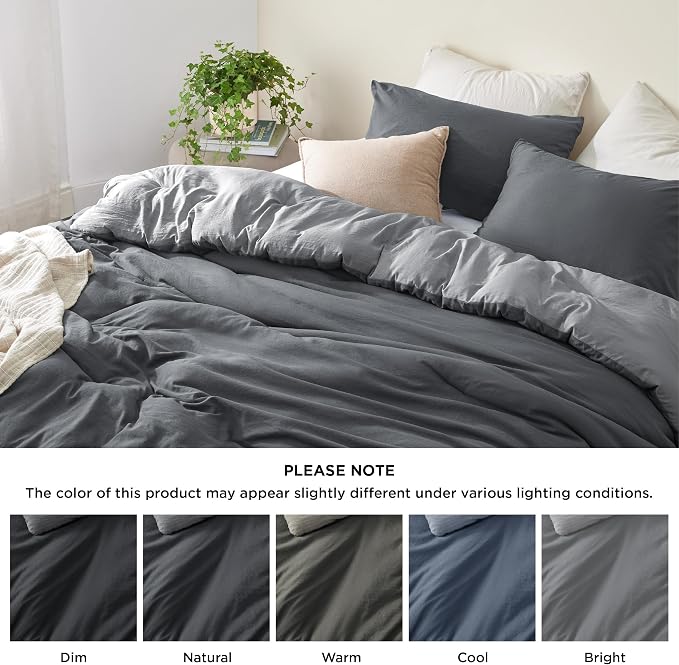 Bedsure California King Comforter Set, Dark Gray Soft Prewashed Bedding - Image 7