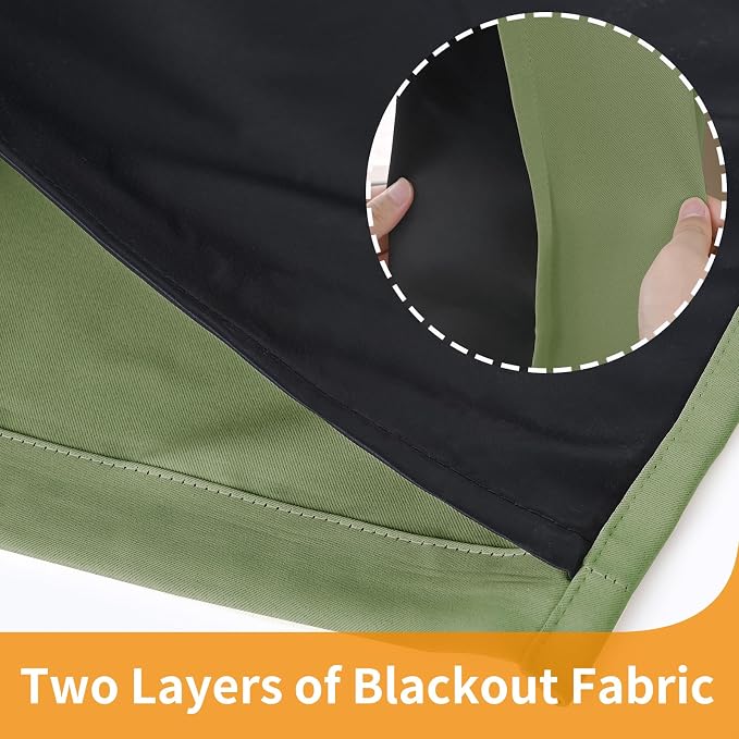 YoungsTex 100% Blackout Curtains 45 Inch Length 2 Panels, Room Darkening Drapes - Image 6