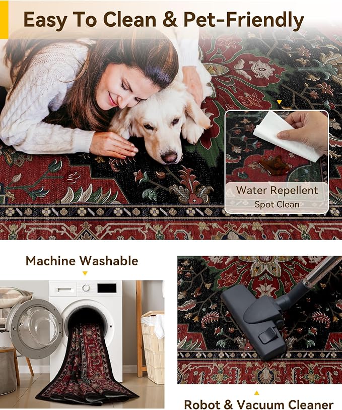 RELEANY Washable Area Rug, Runner 2'6"x8', Water Repellent, Pet Friendly - Image 4