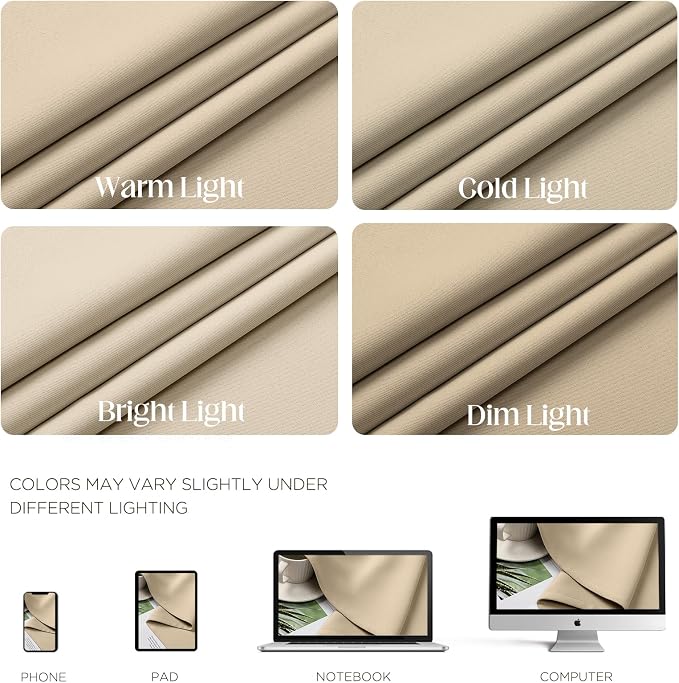 CUCRAF Light Beige Blackout Curtains 72 inch Length 2 Panels Set, Room - Image 4