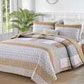 WONGS BEDDING Brown Queen Quilt Bedding Set, Bohemian Stripe Bedspread | by WONGSBEDDING