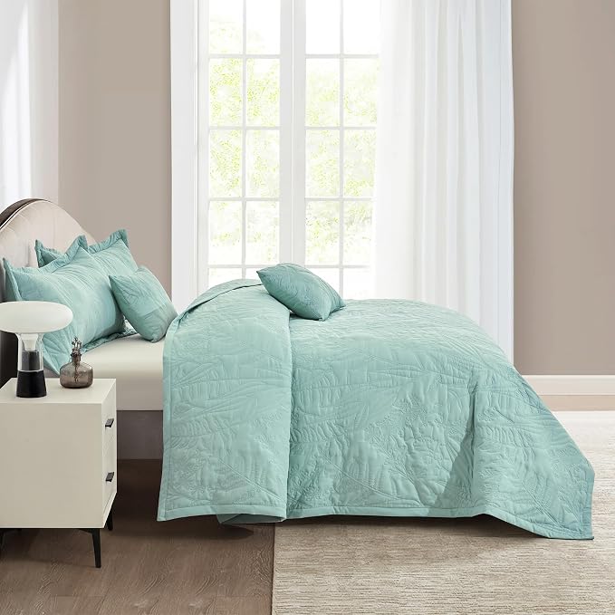 HZ & HY Oversized Alaskan King Bedspreads 138x122, Seaglass | Extra Wide - Image 4