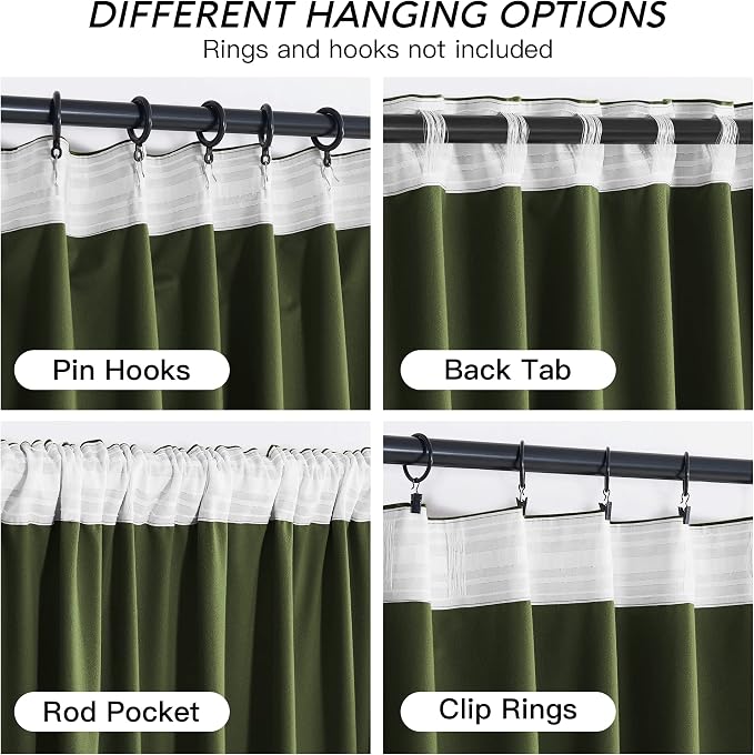RYB HOME Velvet Curtains 108 inches Long, Extra Long High Ceiling Curtains | - Image 4