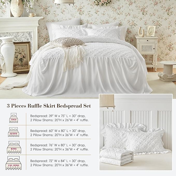Ruffle Skirt Bedspread Set Flower Style - Image 8