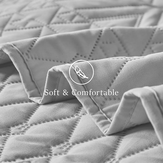 akkialla King/Cal King Size Quilt Bedding Set, Light Grey Lightweight - Image 6
