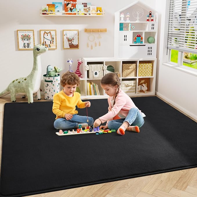 Large Area Rugs for Bedroom Living Room, 6x9 Black Memory Foam Rug | Thickened - Image 6