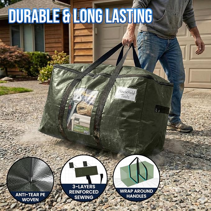 TAILI 10 Pack Green Extra Large Moving Bags, Storage Bag - Image 3