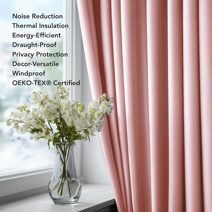 Deconovo Blackout Curtains for Bedroom and Living Room 78 Inches Long | Black - Image 2