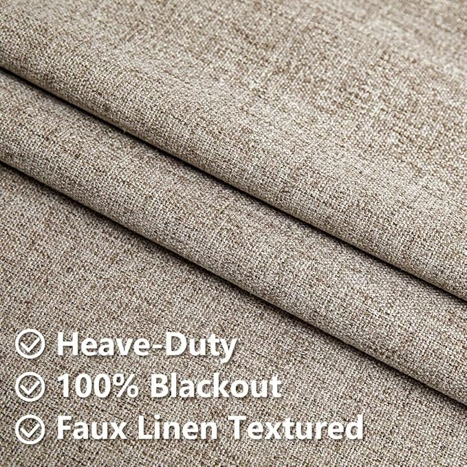 IGEMAEVE Blackout Curtains for Bedroom Grommet Linen 100" W x 108" L | Bedroom - Image 4