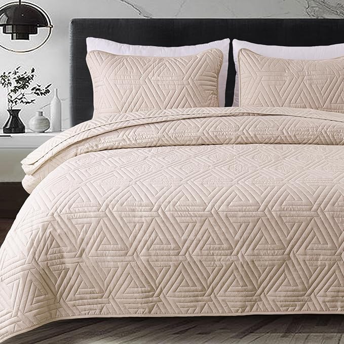 Whale Flotilla Soft Geometric King Quilt Set by WHALEFLOTILLA