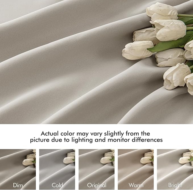 MIULEE Natural Back Tab Blackout Curtains 52x102 Inch Long 2 Panels Set | Rod - Image 8
