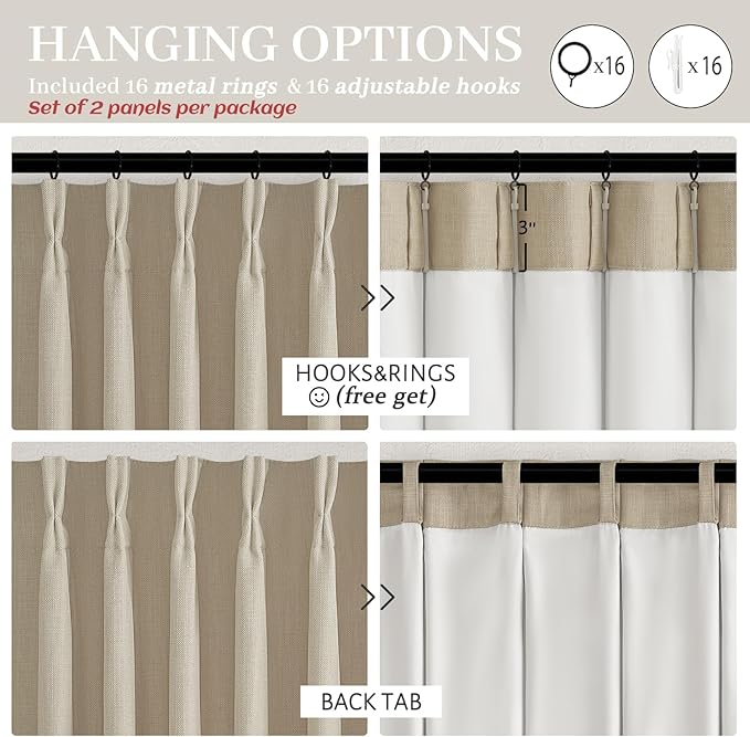 Extra Short Blackout Thick Natural Linen Curtains 45 Inches Long - Image 8