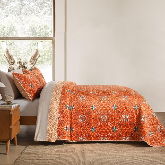 Boho Quilt Twin Set, 3-Piece Hand-Quilted Bedspread, Lightweight All Season - Image 5