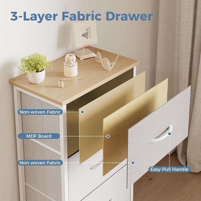 DUMOS 3 Drawer Nightstand for Bedroom, Small Night Stand Chest of Drawers | - Image 7