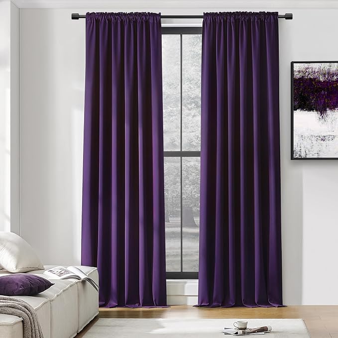 Royal Purple Blackout Curtains for Bedroom by DONREN