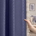 Navy Blue 100% Boho Blackout Curtains 84 Inch 2 Panels | Vintage Farmhouse Rod by Unknown