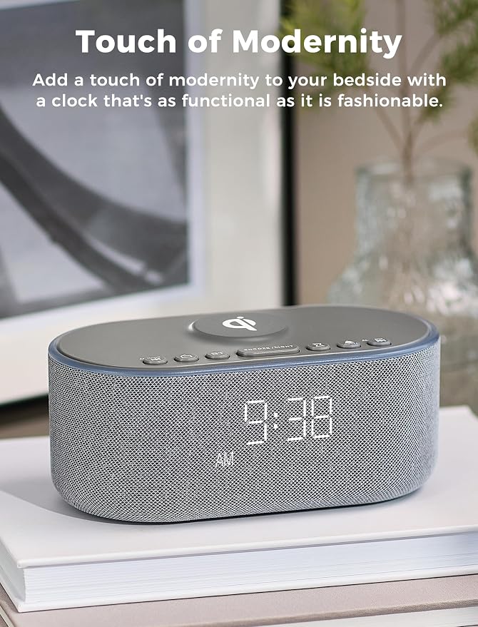 Odokee Qi Certified Wireless Charging Alarm Clock Radio - Image 7