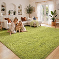 5x8 Grass Green Shag Area Rug for Living Room, Fluffy Plush Carpet | Non-Slip by Junhejiamei