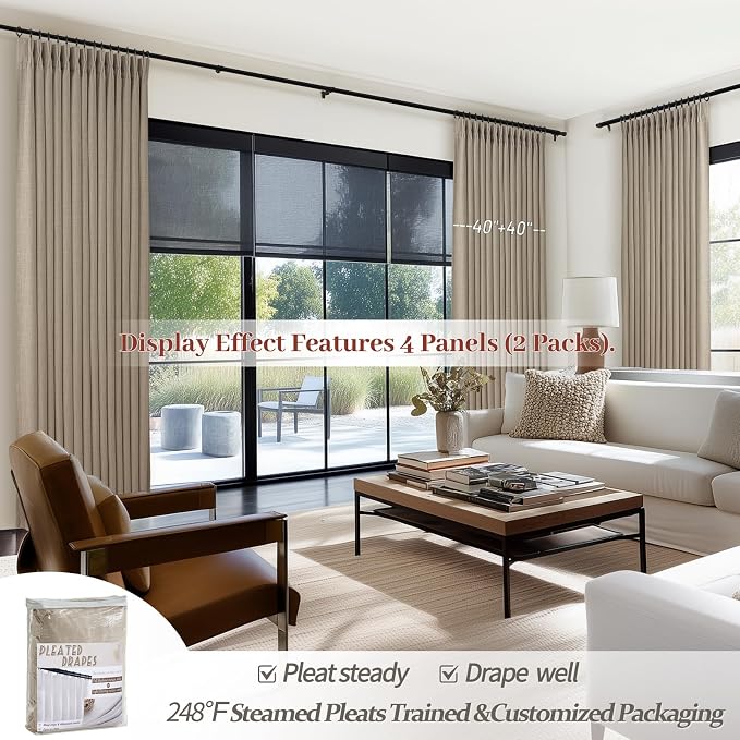 Light Taupe Blackout Sliding Patio Door Curtains 92 Inches Long 2 Panels Set - Image 7