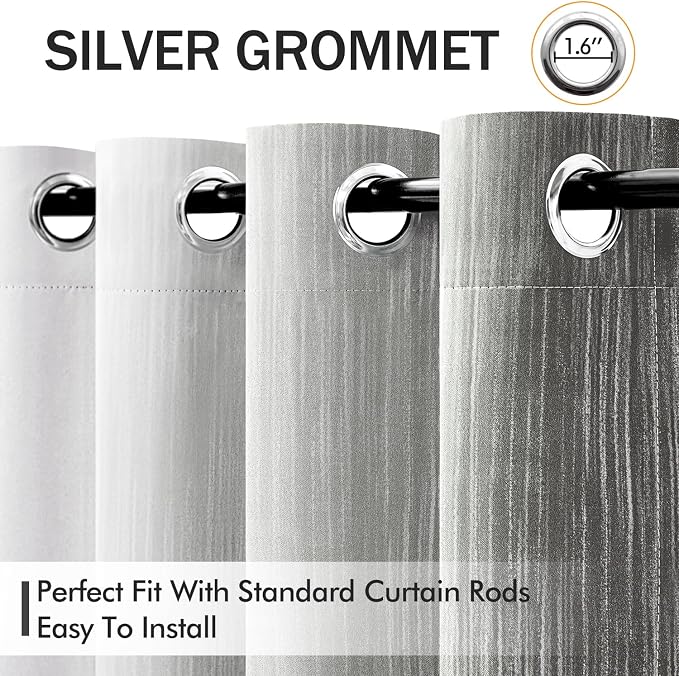 MIULEE Grey and Greyish White Ombre Blackout Curtains 52Wx96L Set of 2 | Full - Image 2