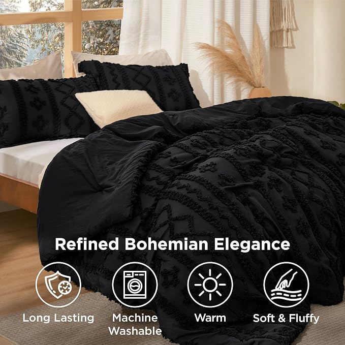 Bedsure Tufted Boho Comforter Set Oversized Queen - Image 4