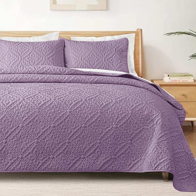 Exclusivo Mezcla Twin Quilt Set, Dusty Lavender | Lightweight Soft Bedspreads by ExclusivoMezcla