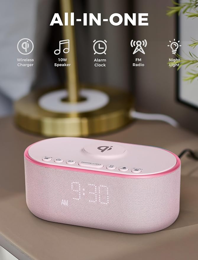 Odokee Qi Certified Wireless Charging Alarm Clock Radio - Image 2