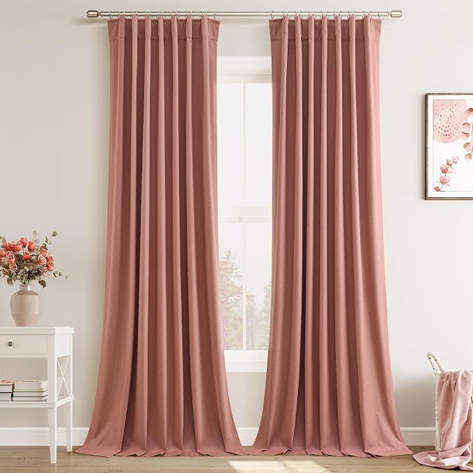 Joywell 100% Blackout Linen Curtains 102 Inches by Joywell