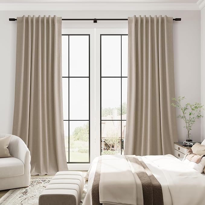 100% Blackout Linen Ceiling to Floor Curtains 96 Inches Long 8 FT - Image 4