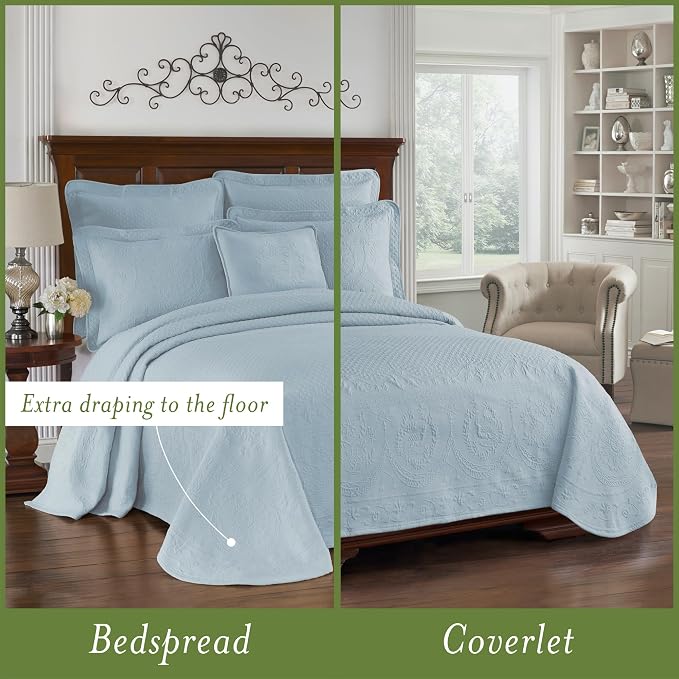 King Charles Modern Farmhouse Floral Matelasse Bedspread, 100% Cotton - Image 3