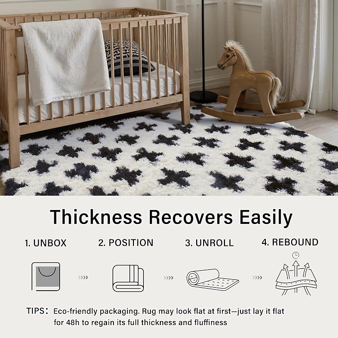 Soft Shag Rug 8x10 Living Room High Pile Non-Slip Fluffy Carpet | Machine - Image 5