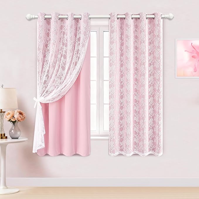 Yinhua Pink Blackout Curtains for Bedroom Double Layer Nursery Curtains for by yinhua