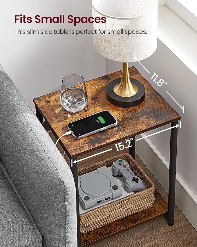 VASAGLE End Table with Charging Station, Small Side Tables - Image 8